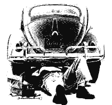 Mann unter VW-K&auml;fer